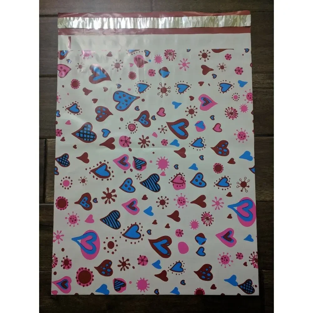 25 14.5x19 Designer COLORFUL HEARTS Mailers Poly Shipping Envelope Boutique Bag